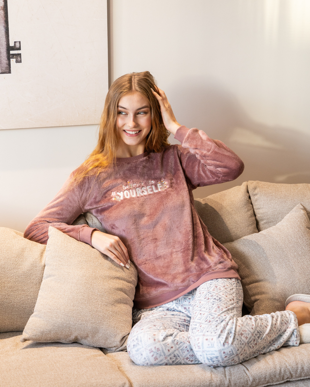 be nice to yourself Women's leaf printed pajamas