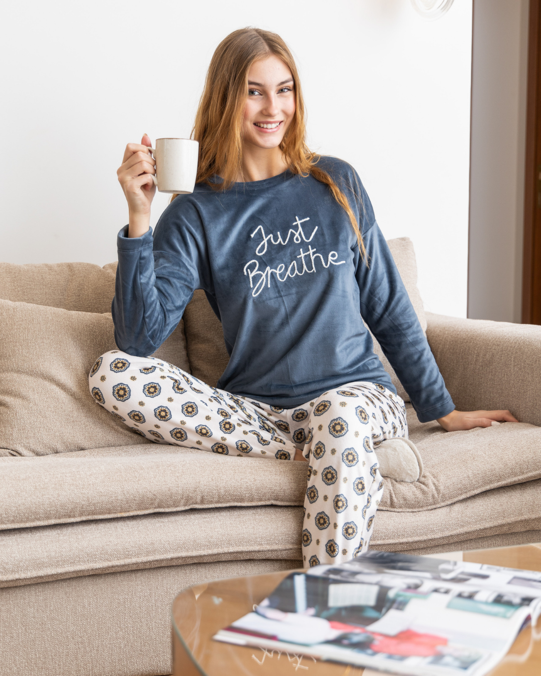just breathe Dwyer printed women's pajamas