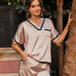 Beige women's satin pajamas