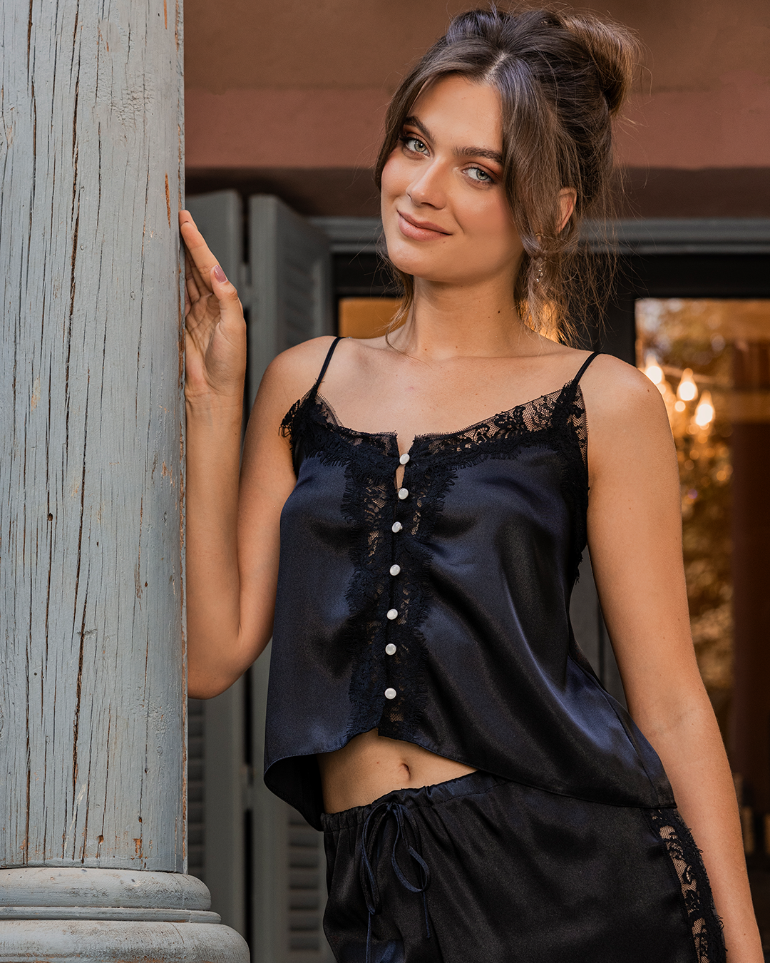 Black  champagne بيجاما ستان بنطلون حريمي