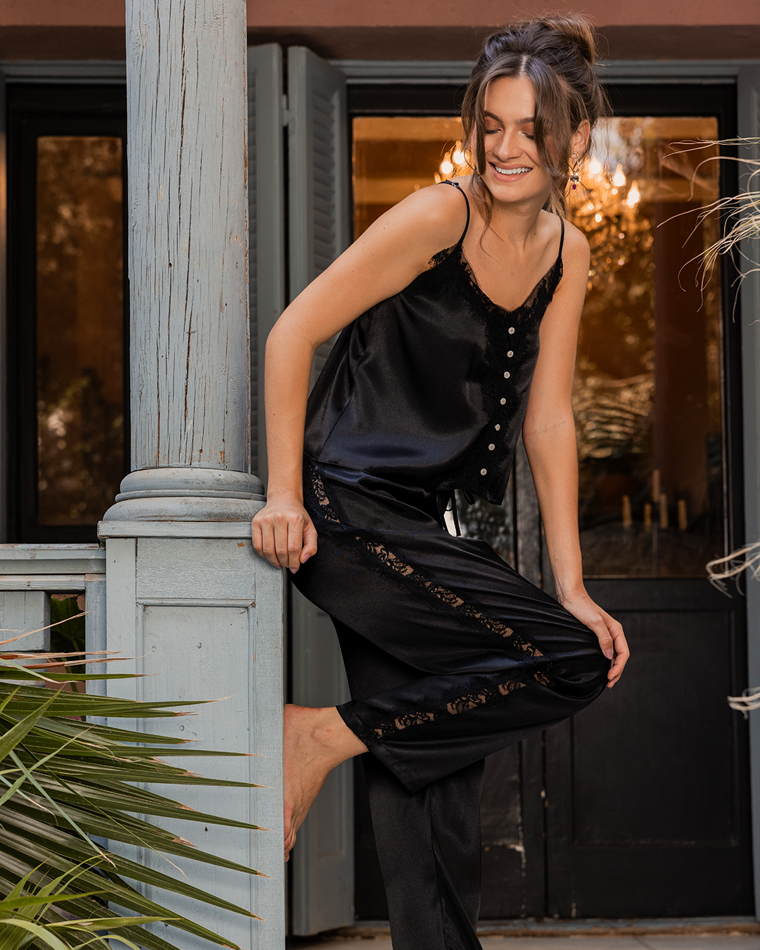 Black  champagne بيجاما ستان بنطلون حريمي