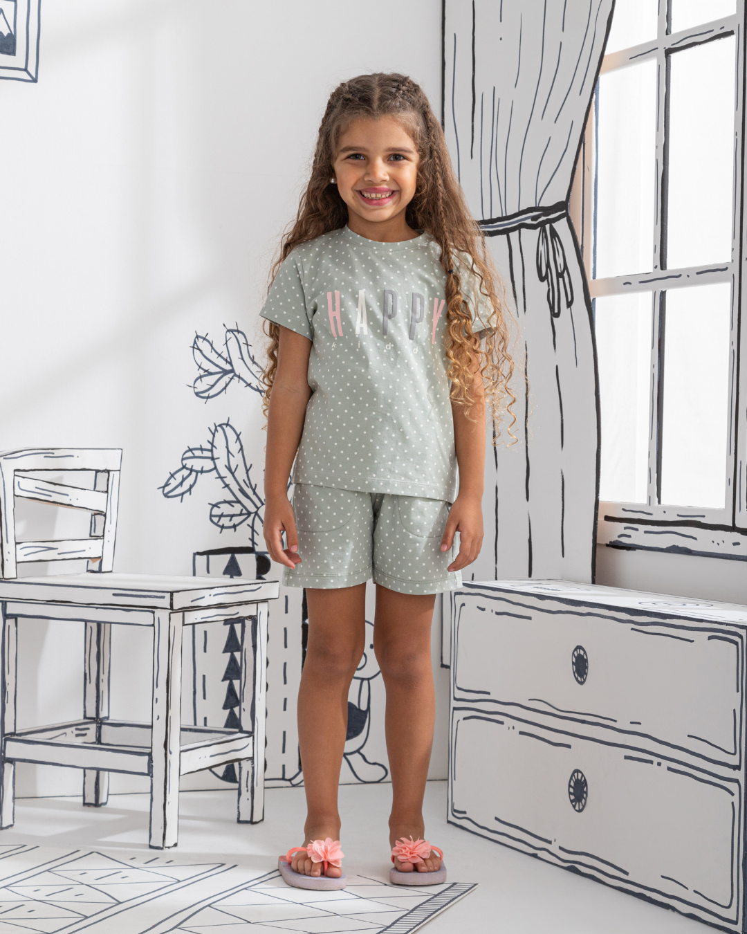 Happy Kiddo half sleeve pajamas for girls