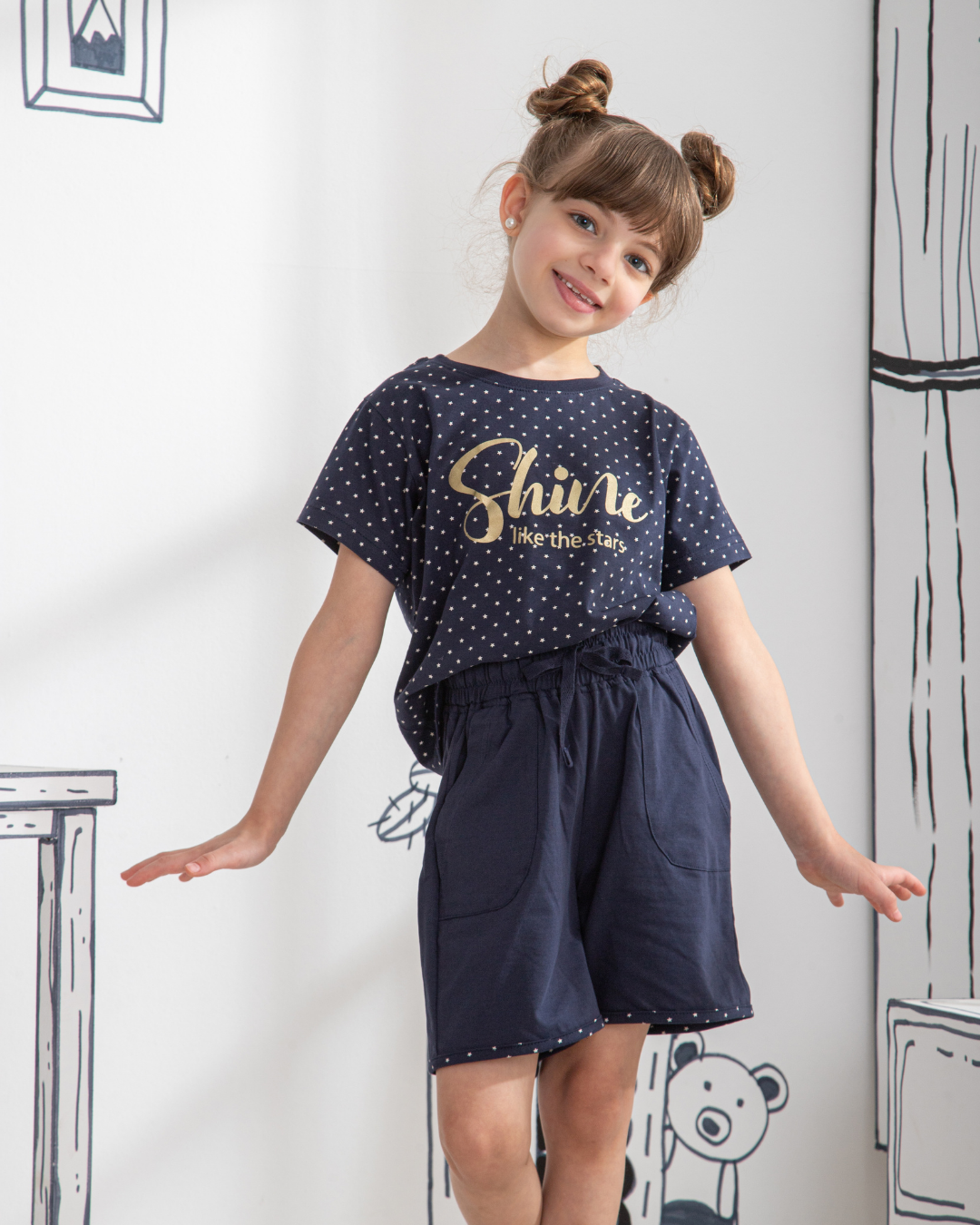 shine like the stars بيجاما بناتي نُص كُم