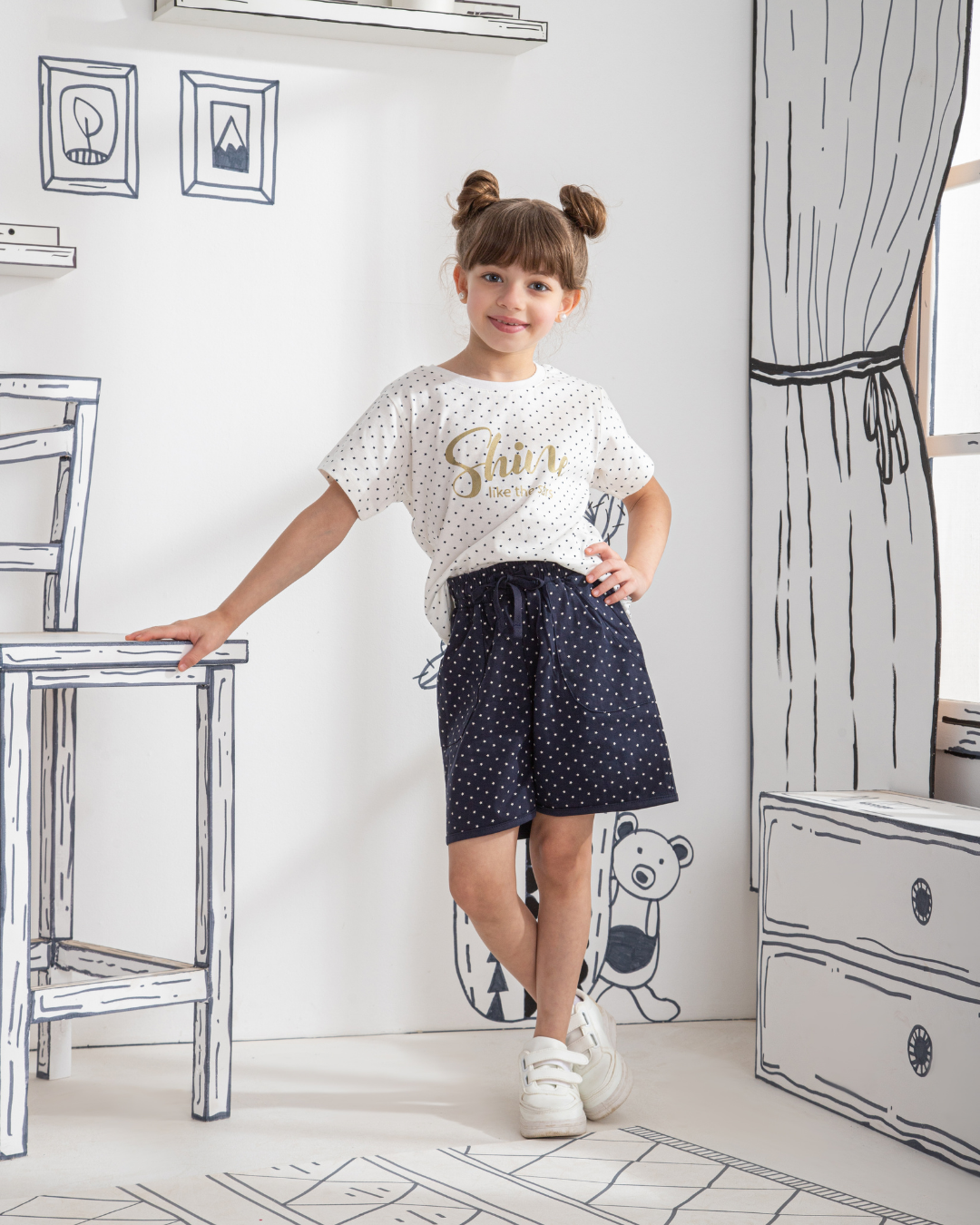 shine like the stars بيجاما بناتي نُص كُم