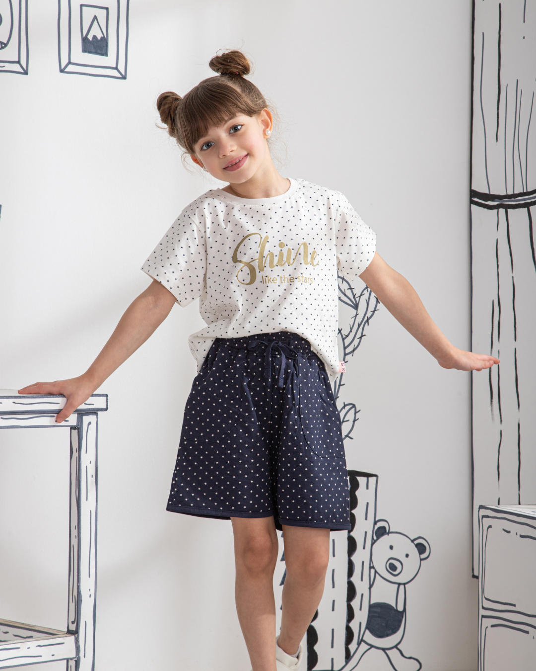 shine like the stars بيجاما بناتي نُص كُم