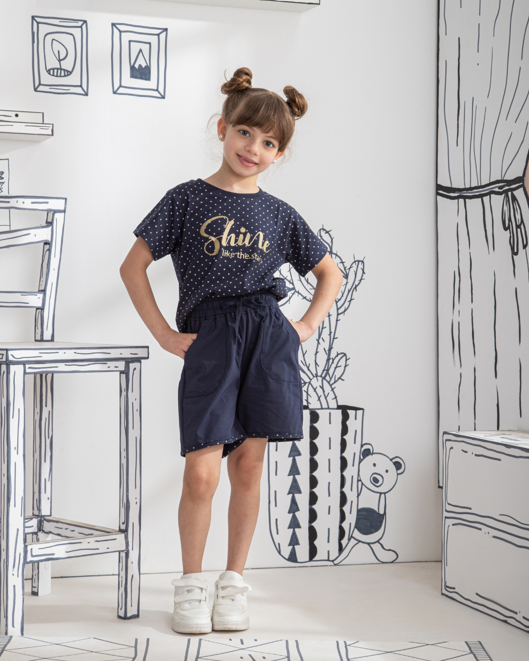 shine like the stars بيجاما بناتي نُص كُم