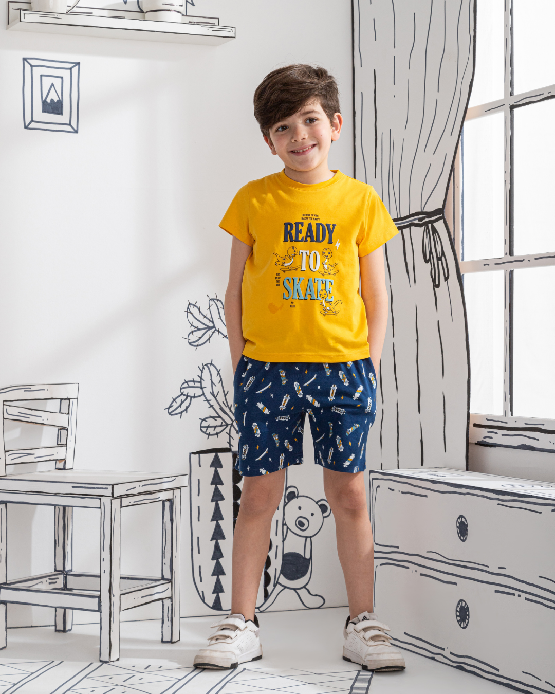 Skate board بيجاما اولادي نص كم