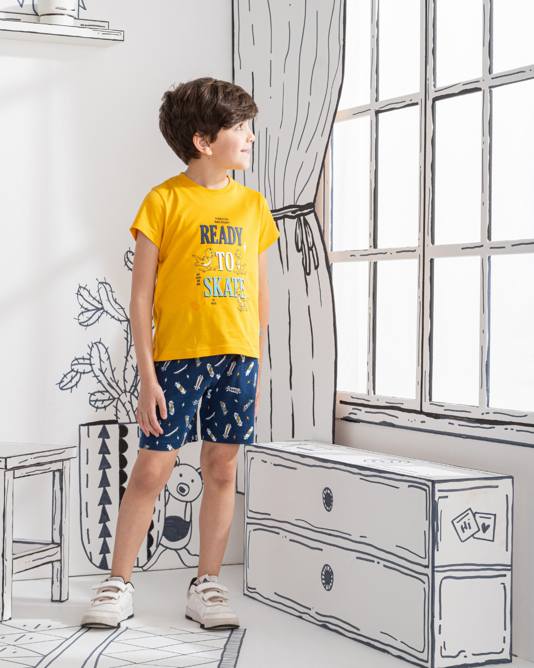 Skate board بيجاما اولادي نص كم