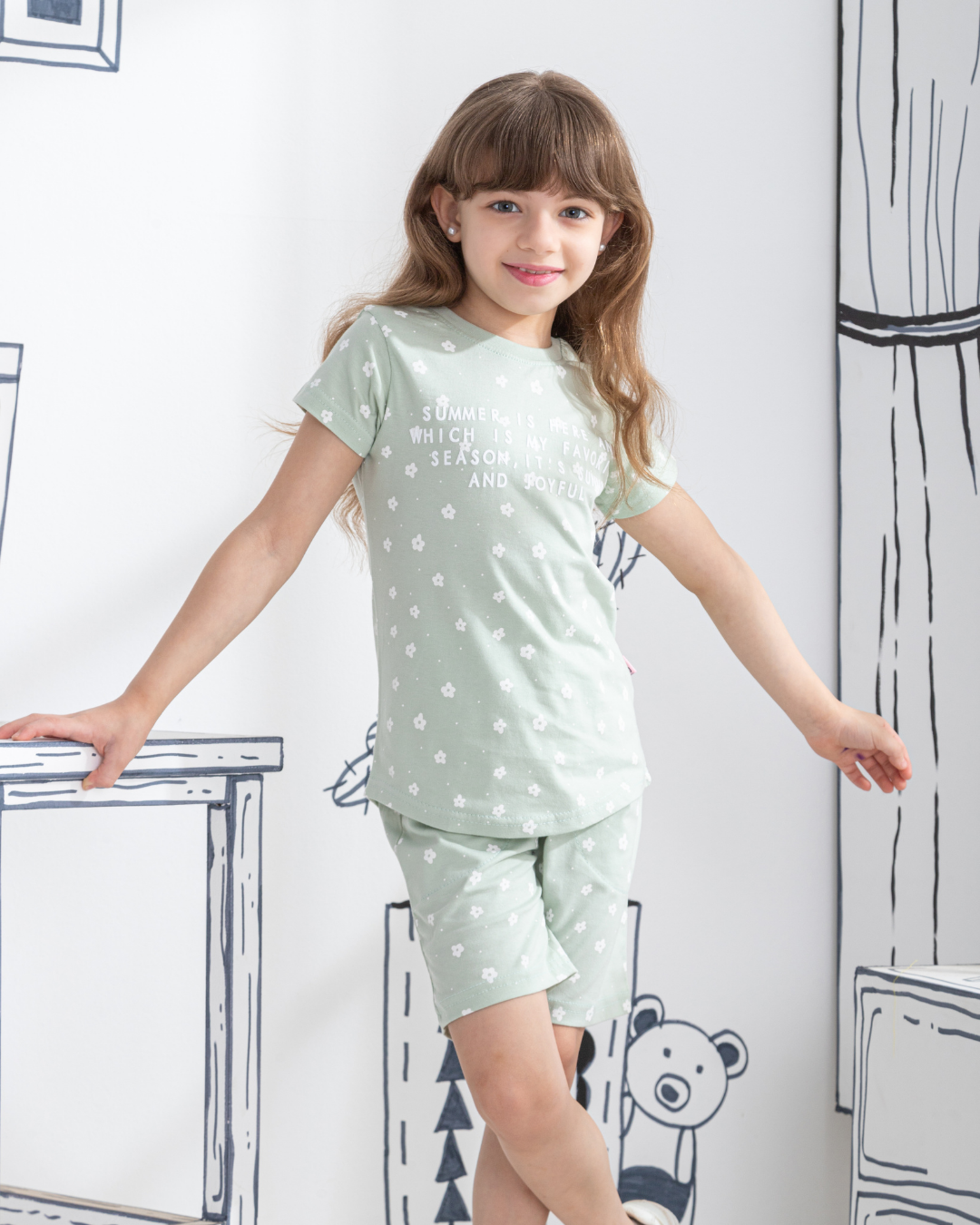 Summer is here Half sleeve girls pajamas