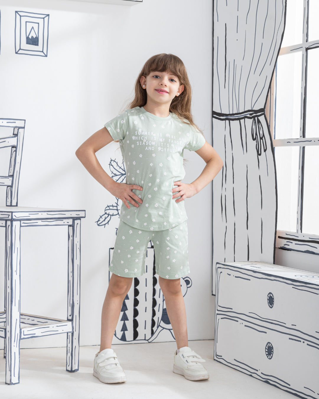 Summer is here Half sleeve girls pajamas