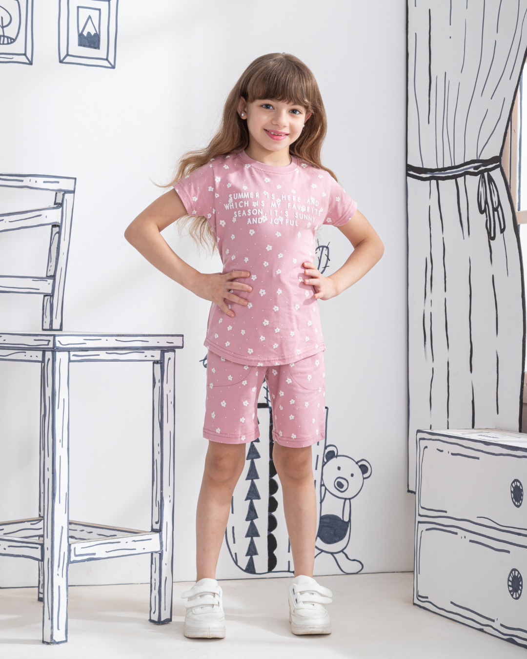 Summer is here Half sleeve girls pajamas
