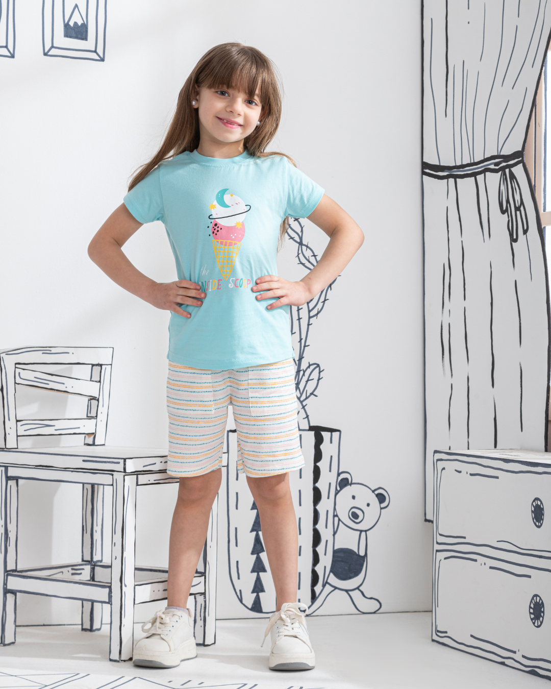 The inside scoop بيجاما بناتي نص كم و شورت قطن