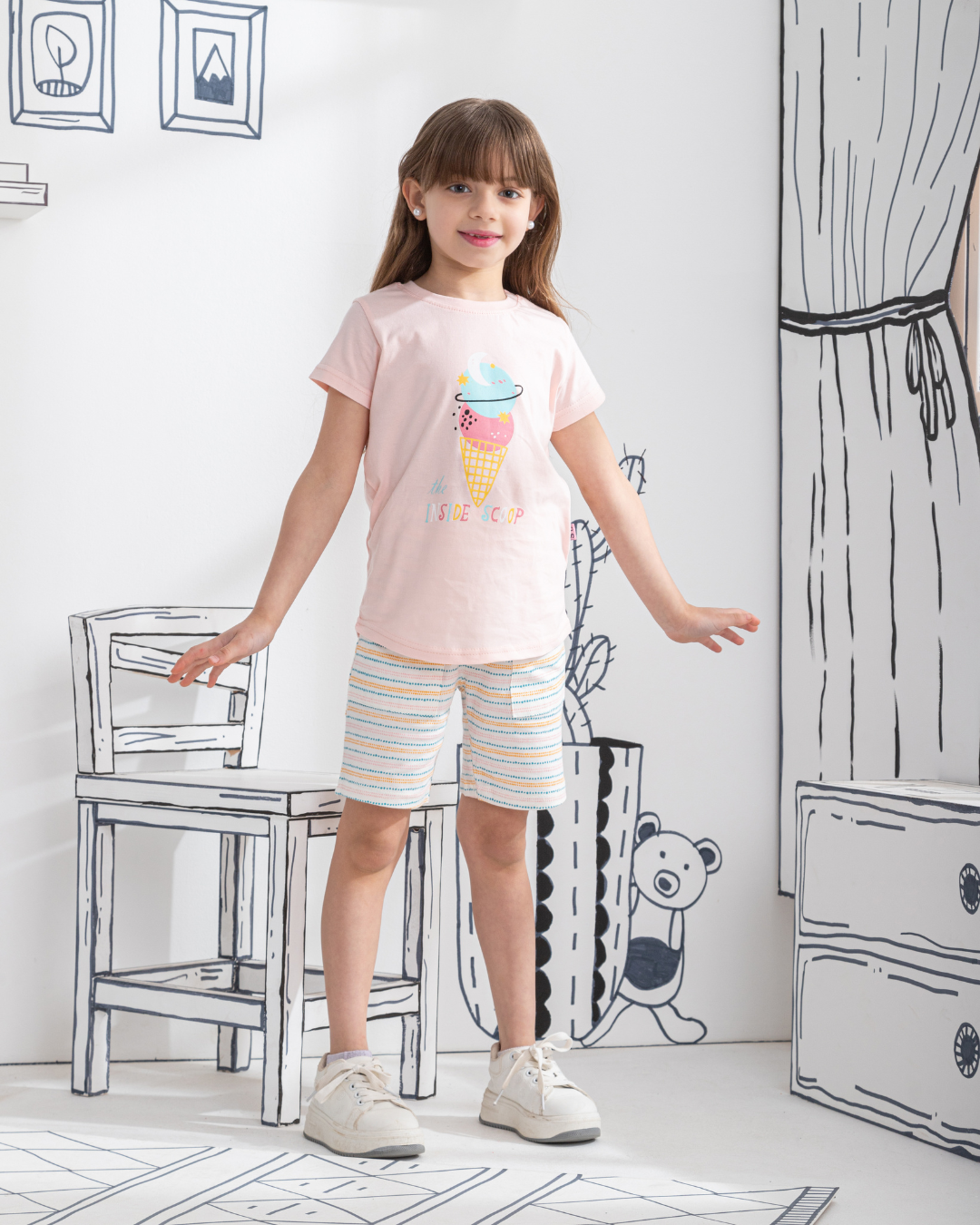 The inside scoop بيجاما بناتي نص كم و شورت قطن