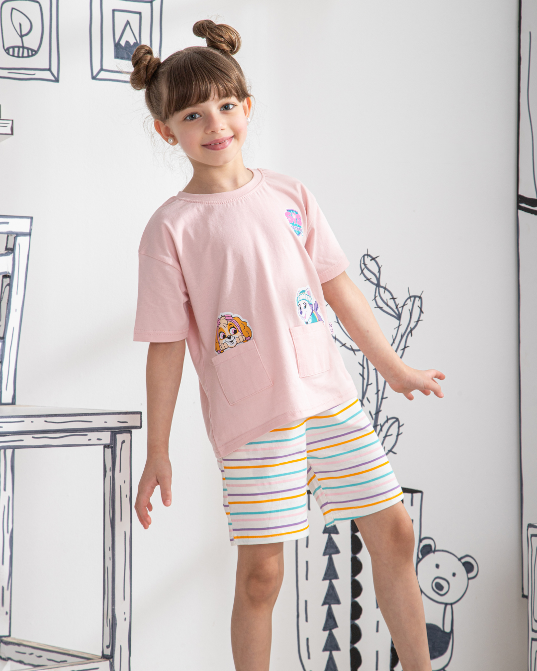 Sister Patrol Children's pajamas for girls, half sleeves and cotton shorts