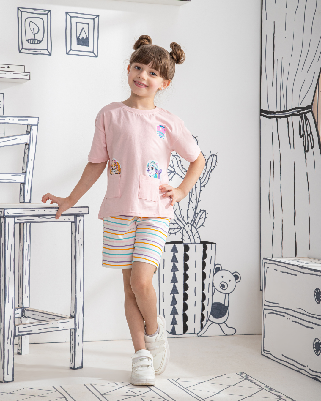 Sister Patrol Children's pajamas for girls, half sleeves and cotton shorts