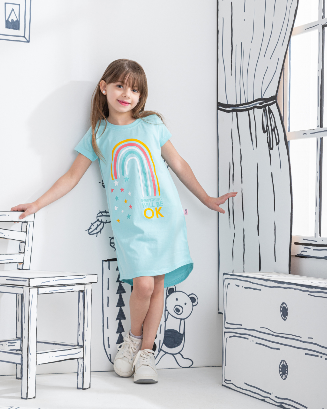 Everything will be OK قميص بناتي نص كم قطن