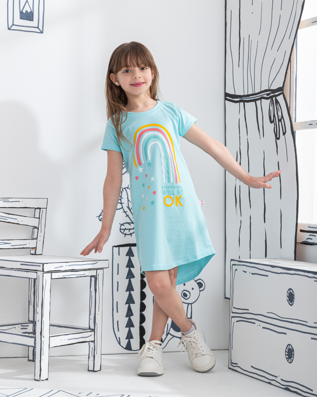 Everything will be OK قميص بناتي نص كم قطن