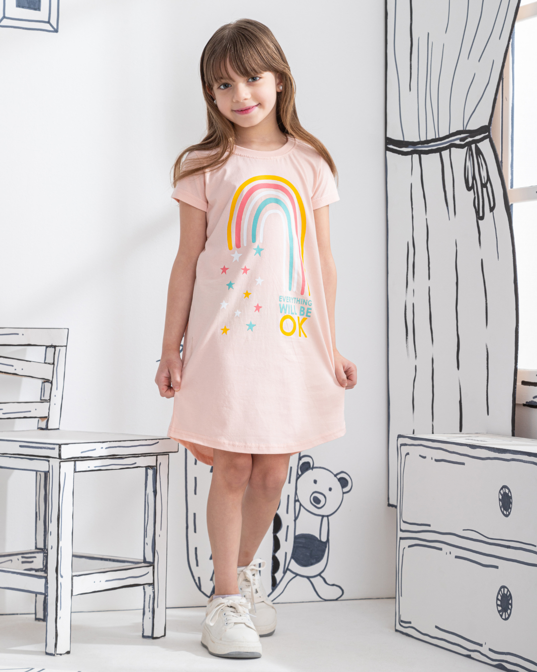 Everything will be OK قميص بناتي نص كم قطن