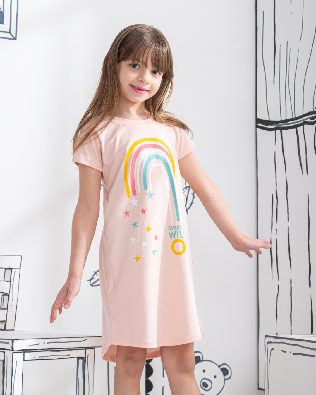 Everything will be OK قميص بناتي نص كم قطن