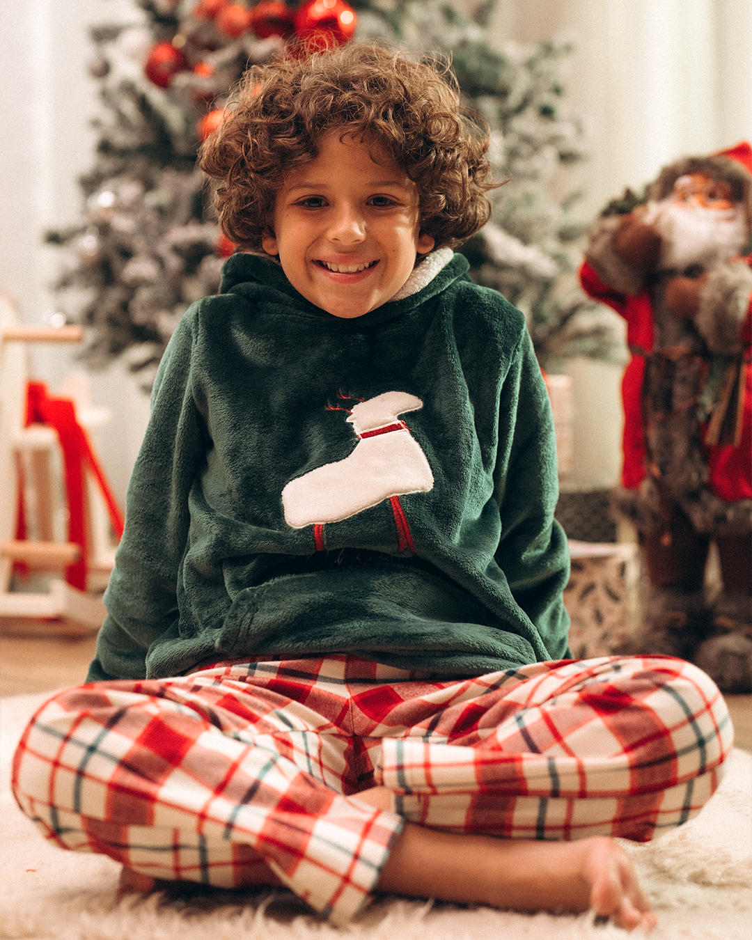 Merry Christmass بيجاما اولادي وبناتي بكابيشون بولار * فييلا