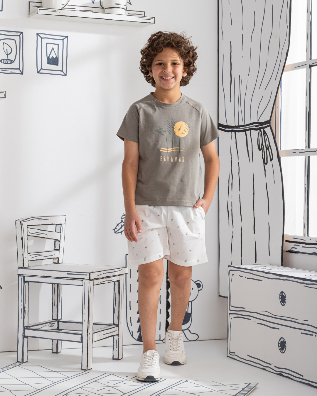 Bahamas بيجاما أولادي نُص كُم رَجلان