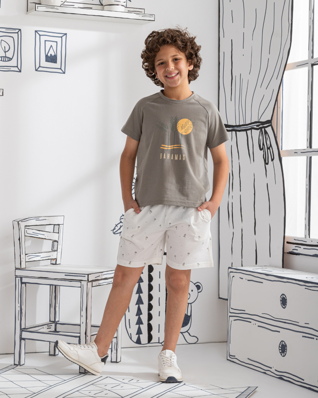 Bahamas بيجاما أولادي نُص كُم رَجلان