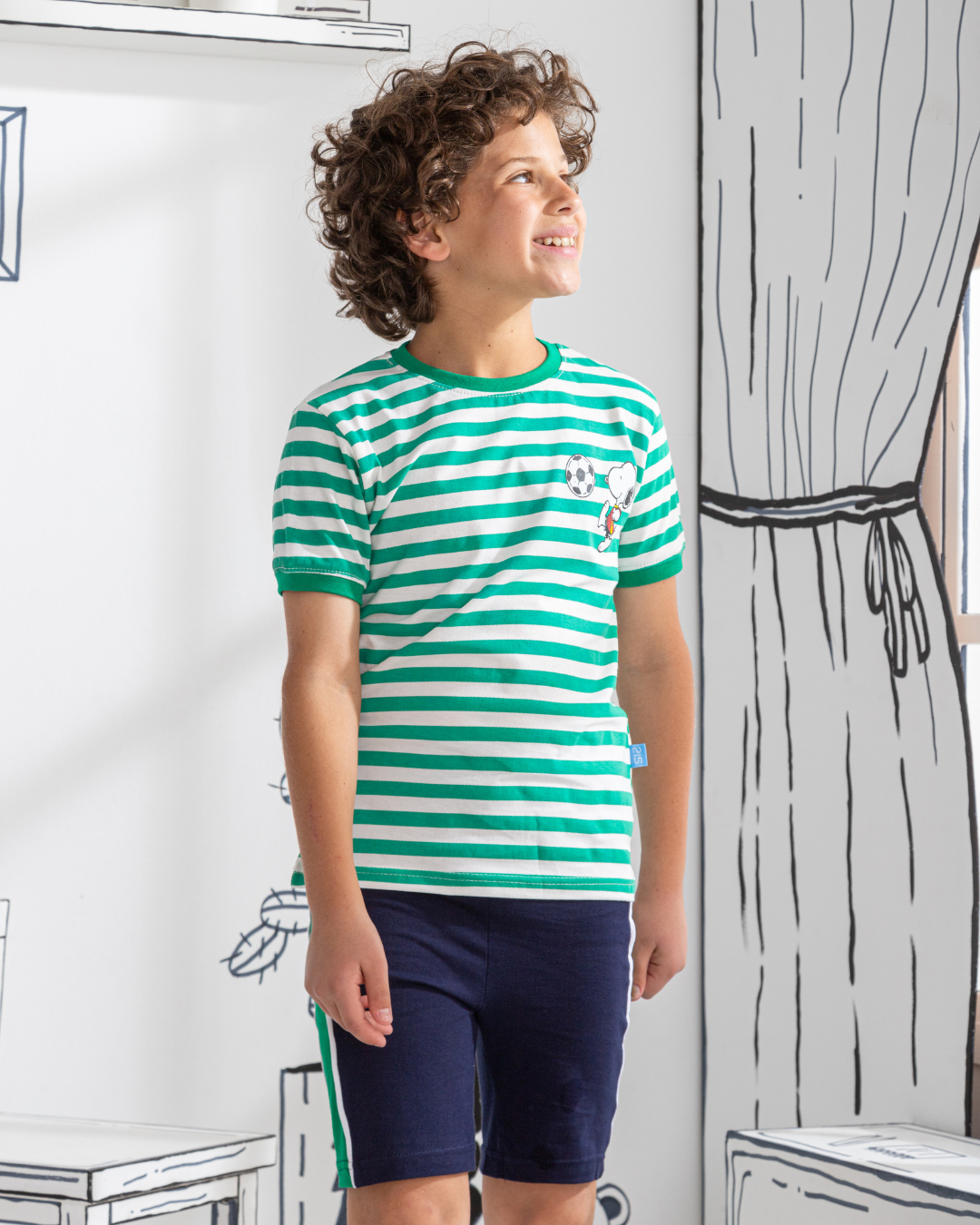 Snoopy Football بيجاما اطفالي اولادي نص كم وشورت