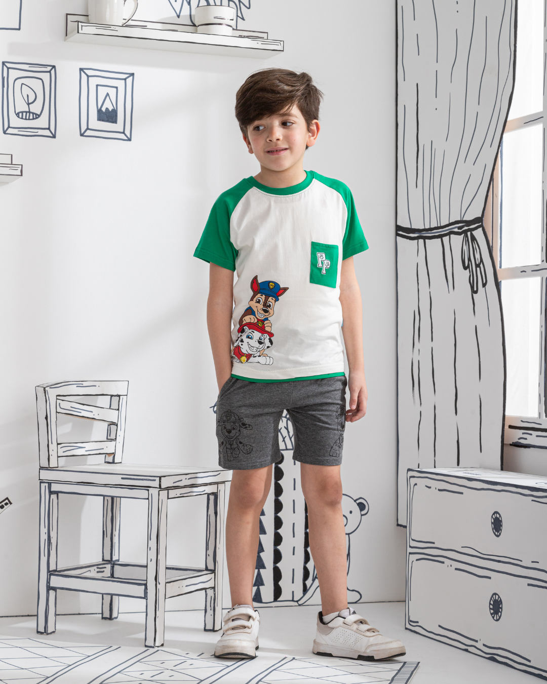 Paw Patrol بيجاما اولادي نص كم وشورت قطن