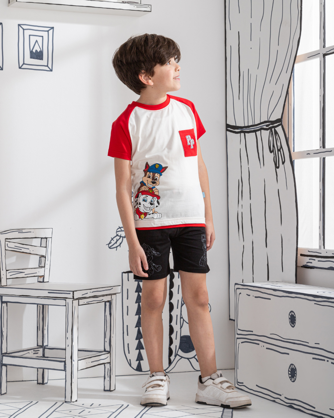 Paw Patrol بيجاما اولادي نص كم وشورت قطن