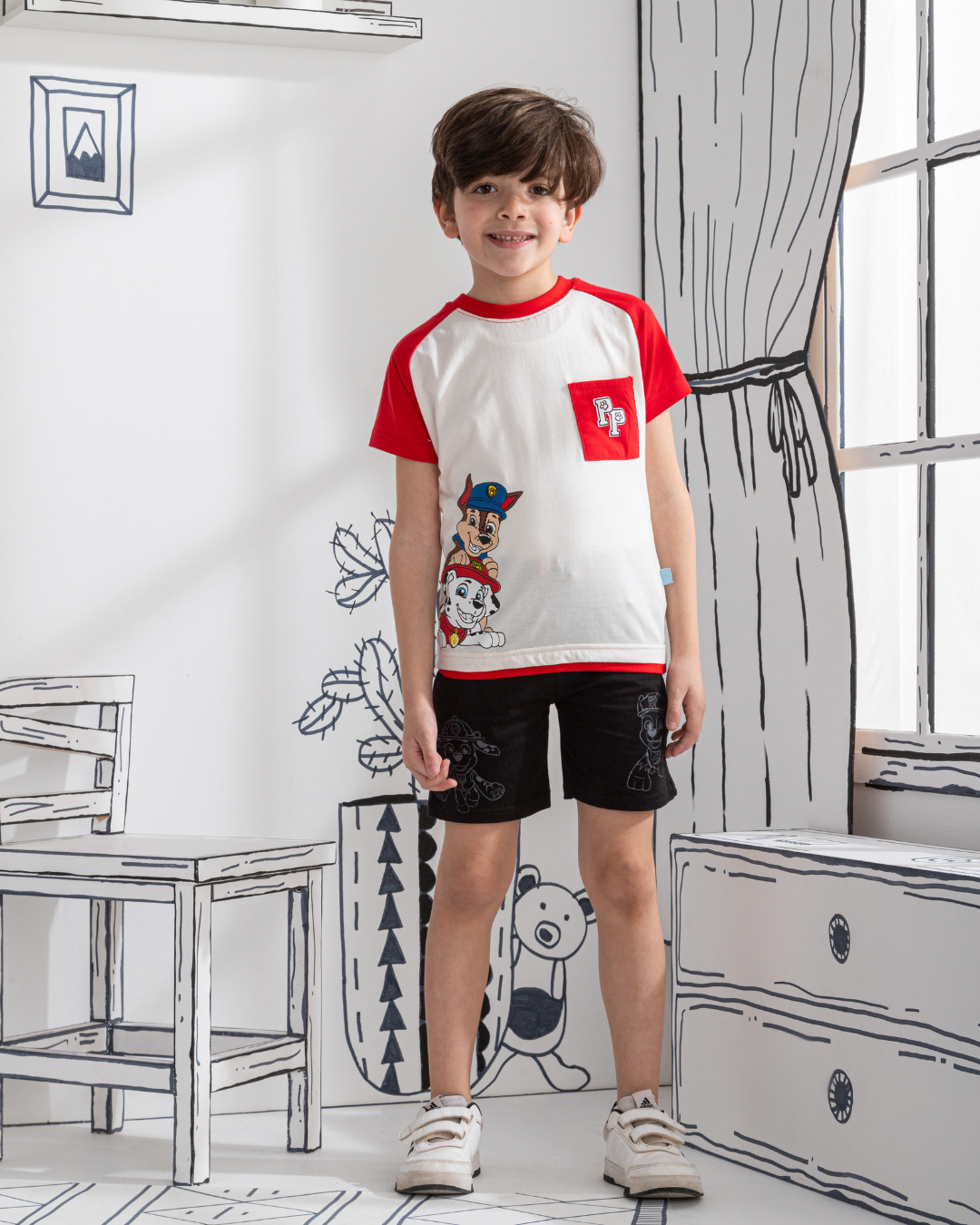 Paw Patrol بيجاما اولادي نص كم وشورت قطن