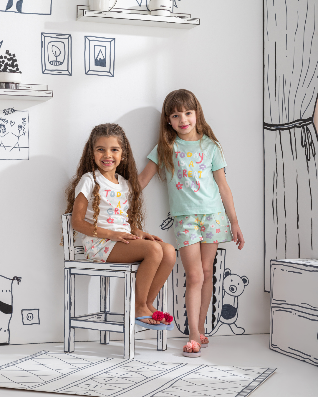 Today is a great day. Half sleeve girls pajamas