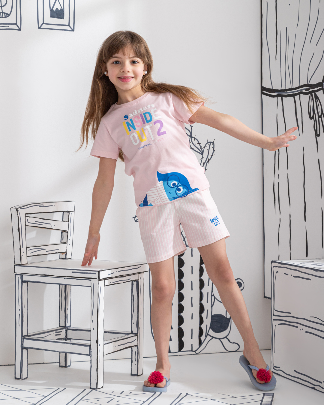 Sadness Inside out بيجاما بناتي اطفالي نص كم وشورت