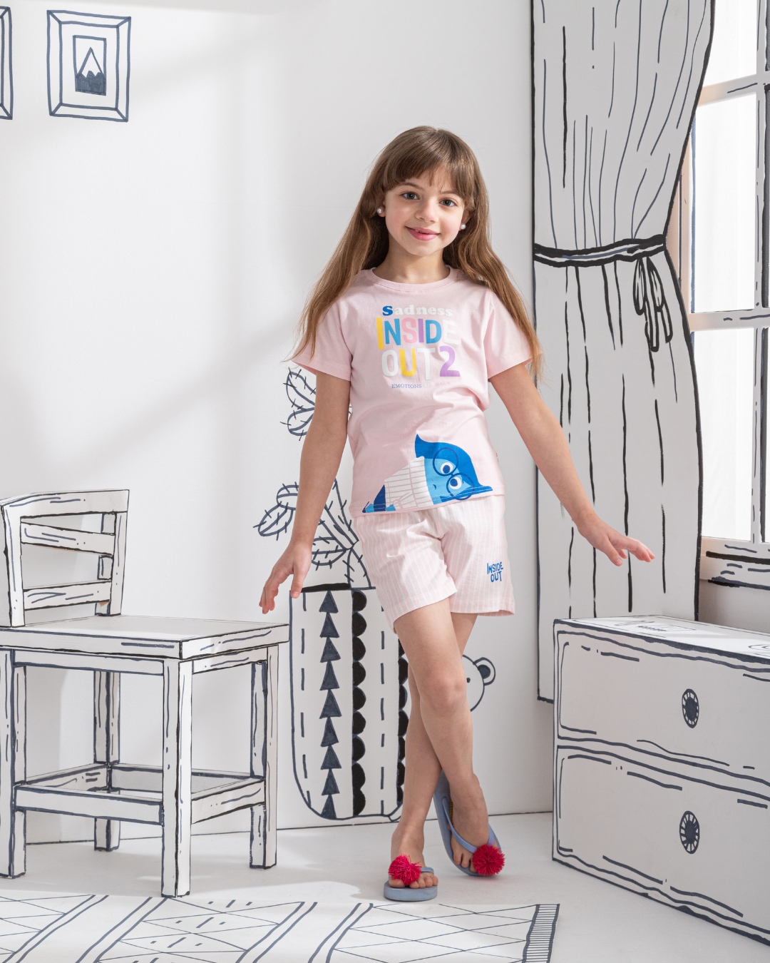 Sadness Inside out بيجاما بناتي اطفالي نص كم وشورت