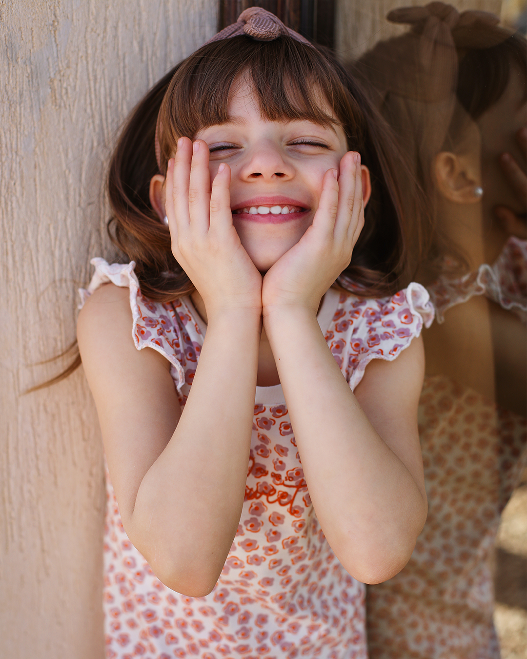 Floral dots girls' cotton nightgown