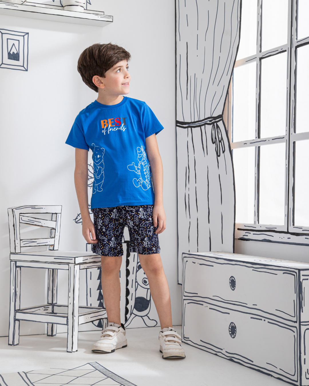 Best of friends بيجاما اولادي نص كم و شورت قطن