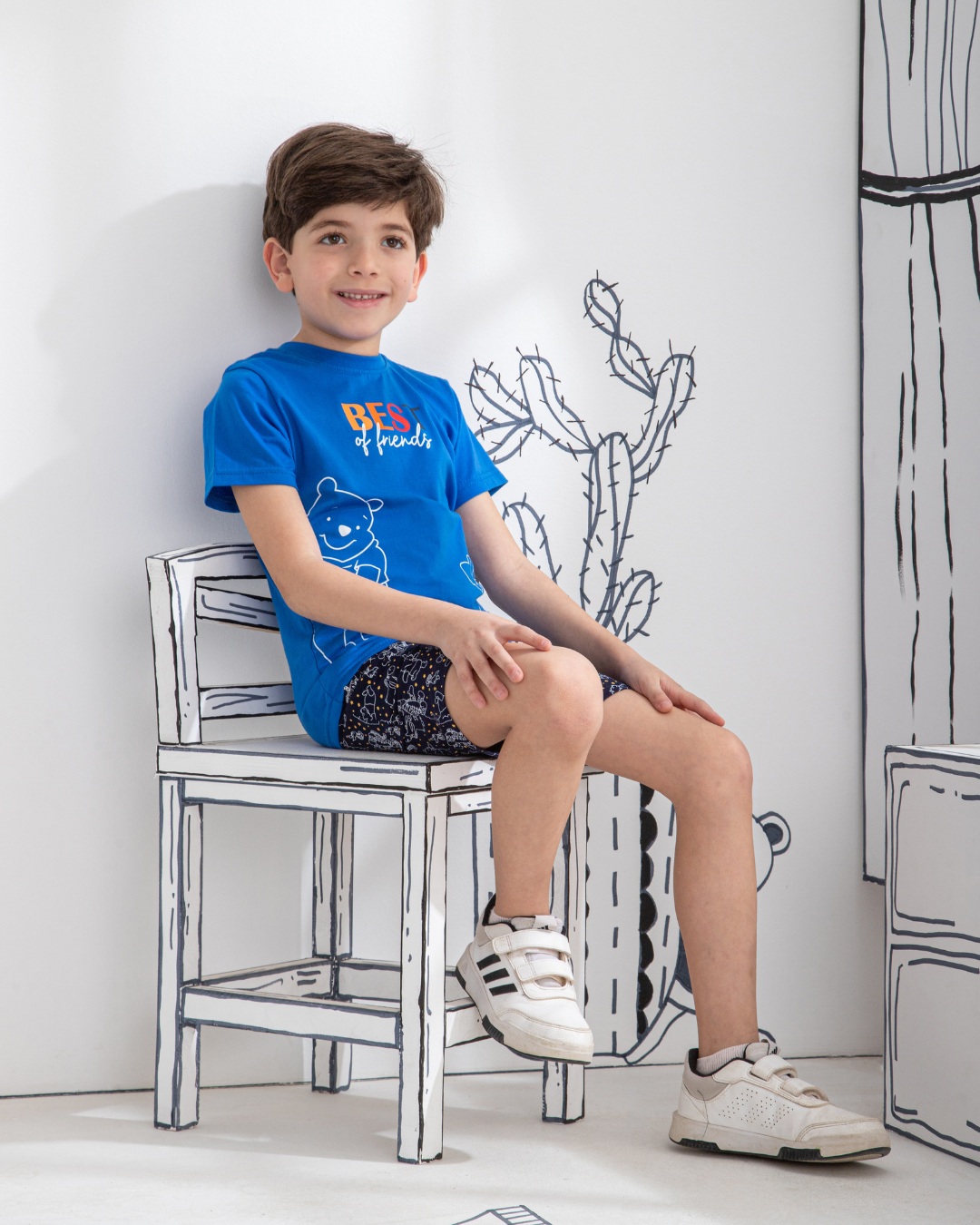 Best of friends بيجاما اولادي نص كم و شورت قطن