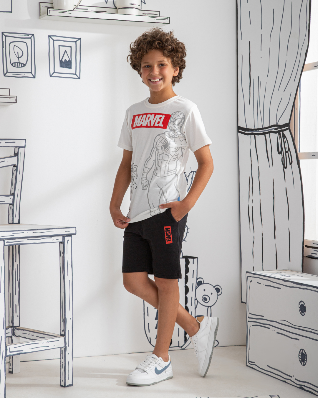 Spiderman and ironmanبيجاما أولادي نُص كُم