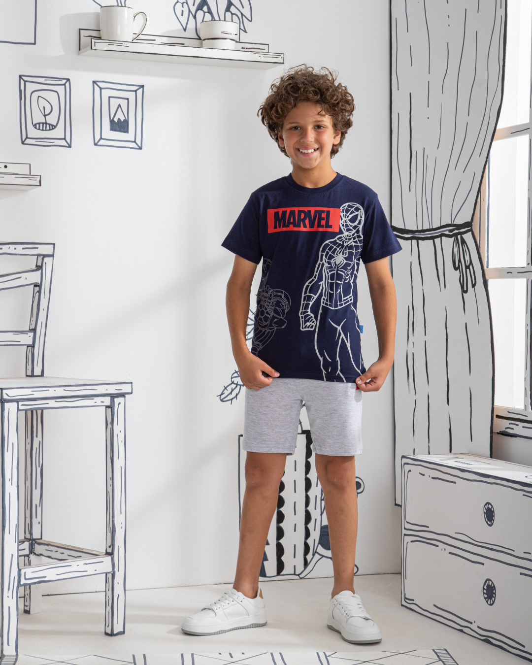 Spiderman and ironmanبيجاما أولادي نُص كُم