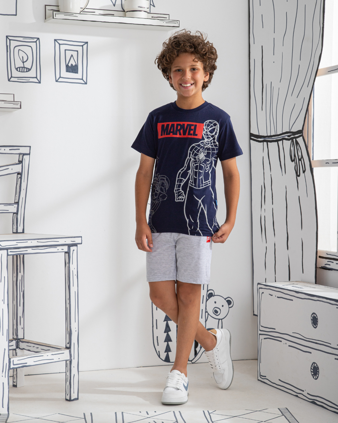 Spiderman and ironmanبيجاما أولادي نُص كُم