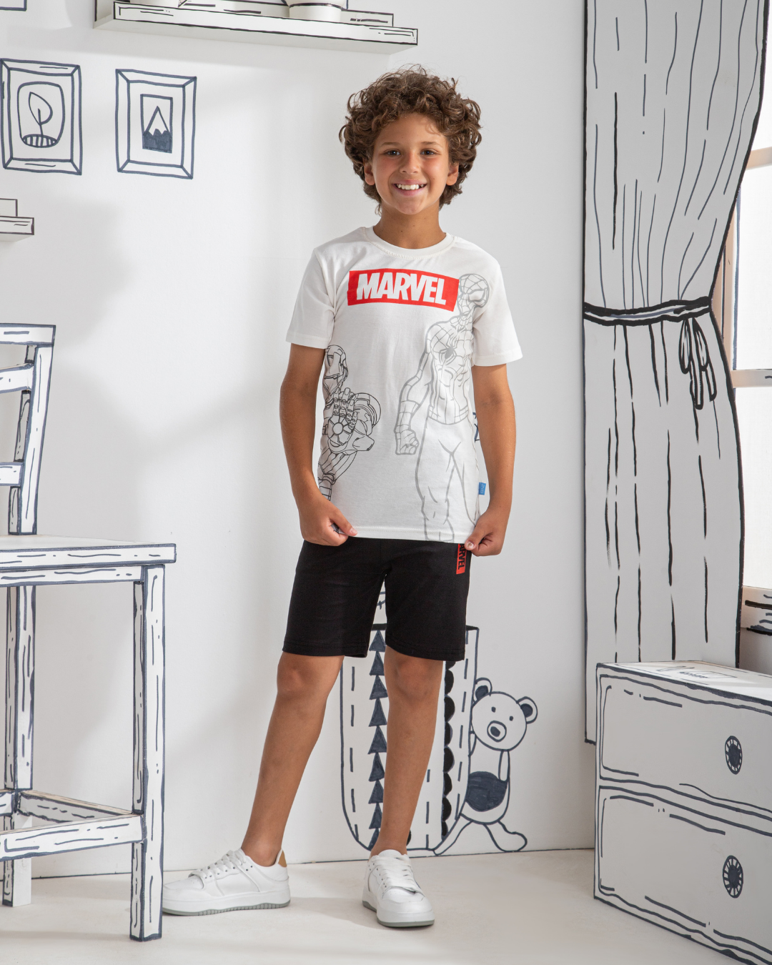 Spiderman and ironmanبيجاما أولادي نُص كُم