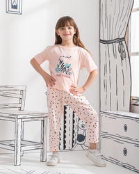 Nap Queen girls' half-sleeved cotton pajamas * printed trousers