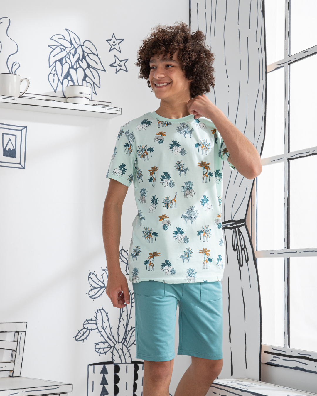 Jungle Adventure بيجاما اولادي نص كم وشورت