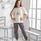 Nap Queen Girls' half-sleeve pajamas * Printed trousers