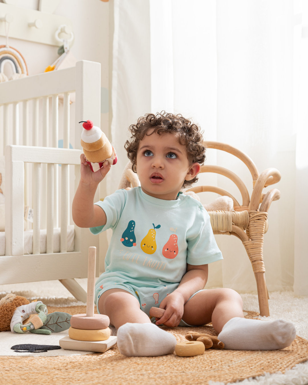 Cute Fruits بيجاما بيبي اولادي نص كم وشورت قطن