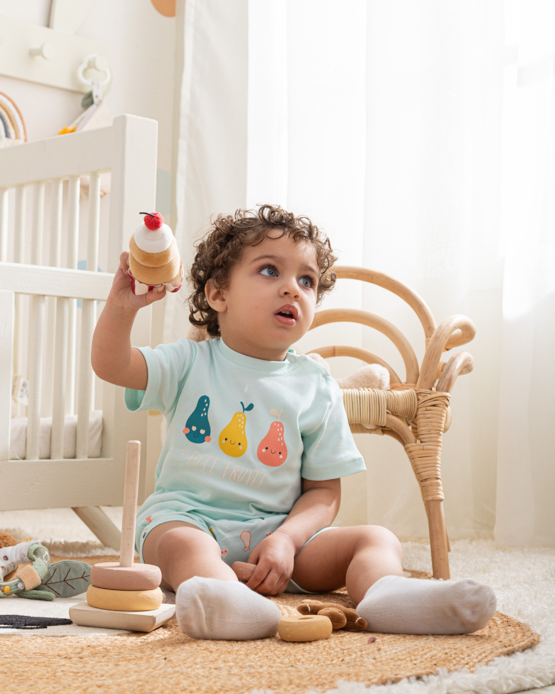 Cute Fruits بيجاما بيبي اولادي نص كم وشورت قطن