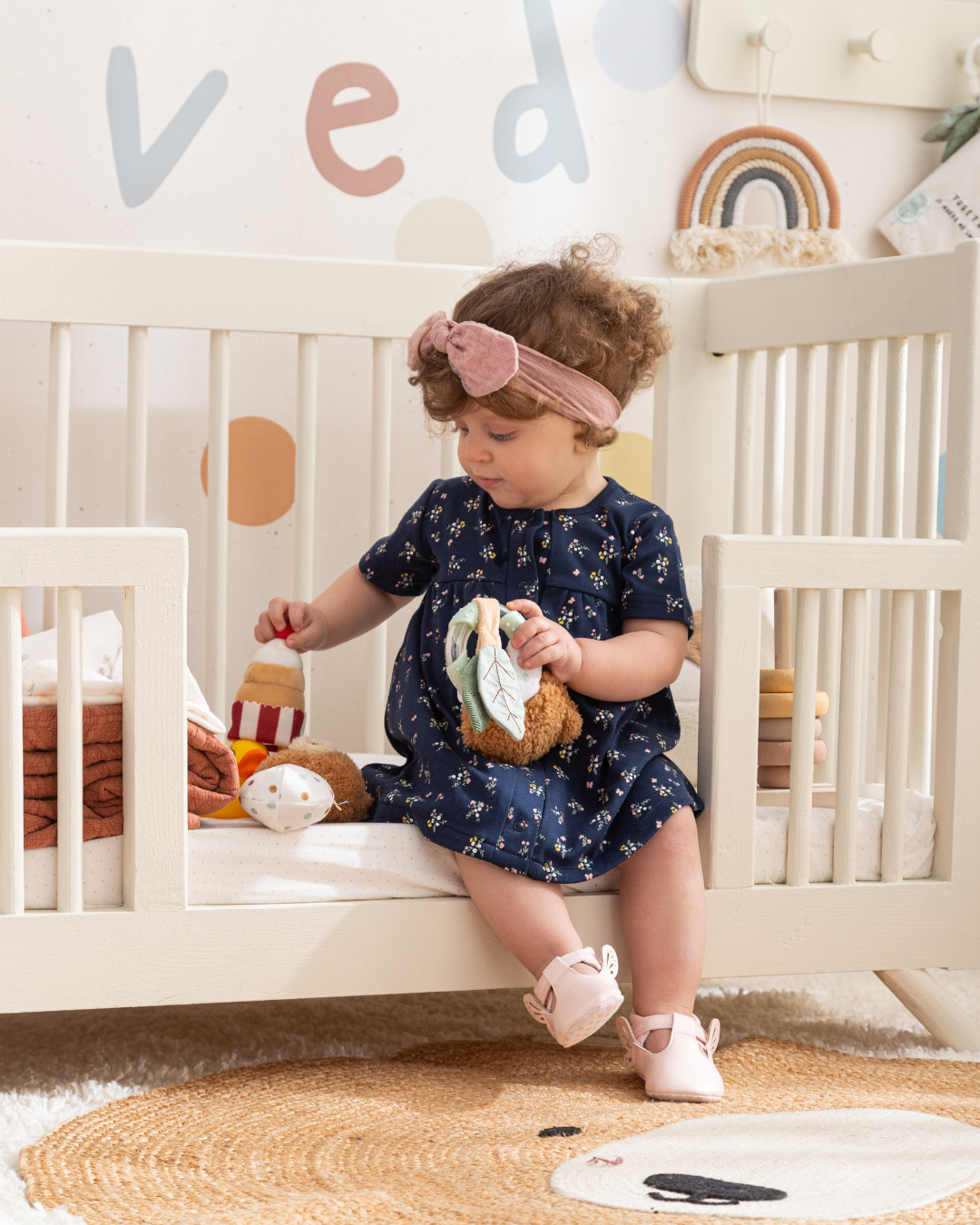 Floral فستان بناتي نص كم