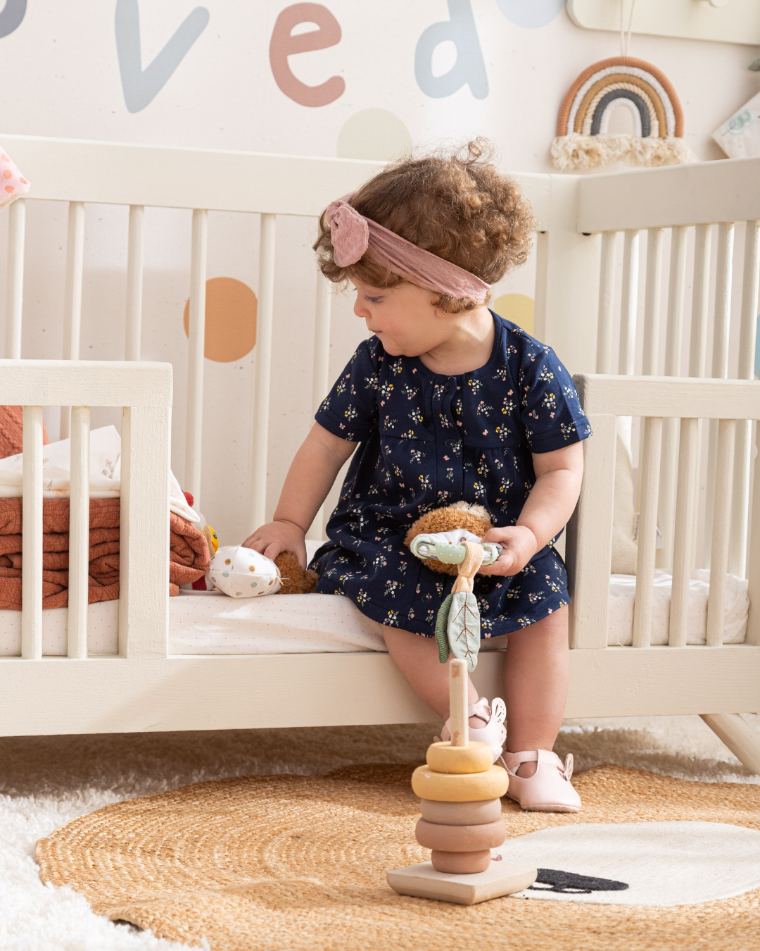 Floral فستان بناتي نص كم