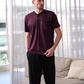 Men's pajamas, half-sleeve T-shirt and lotus-printed trousers