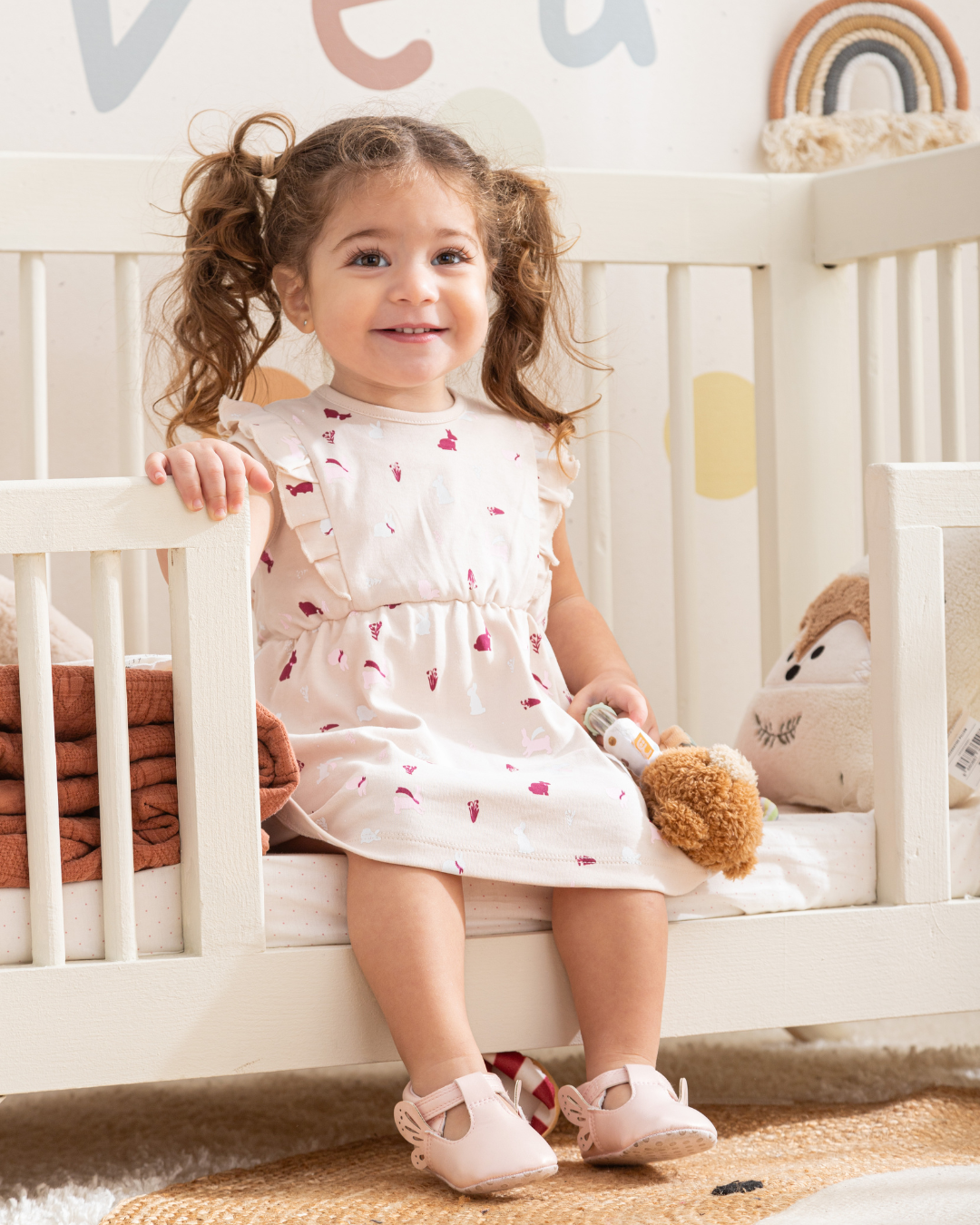 Bunnies فستان بيبي بناتي قطن