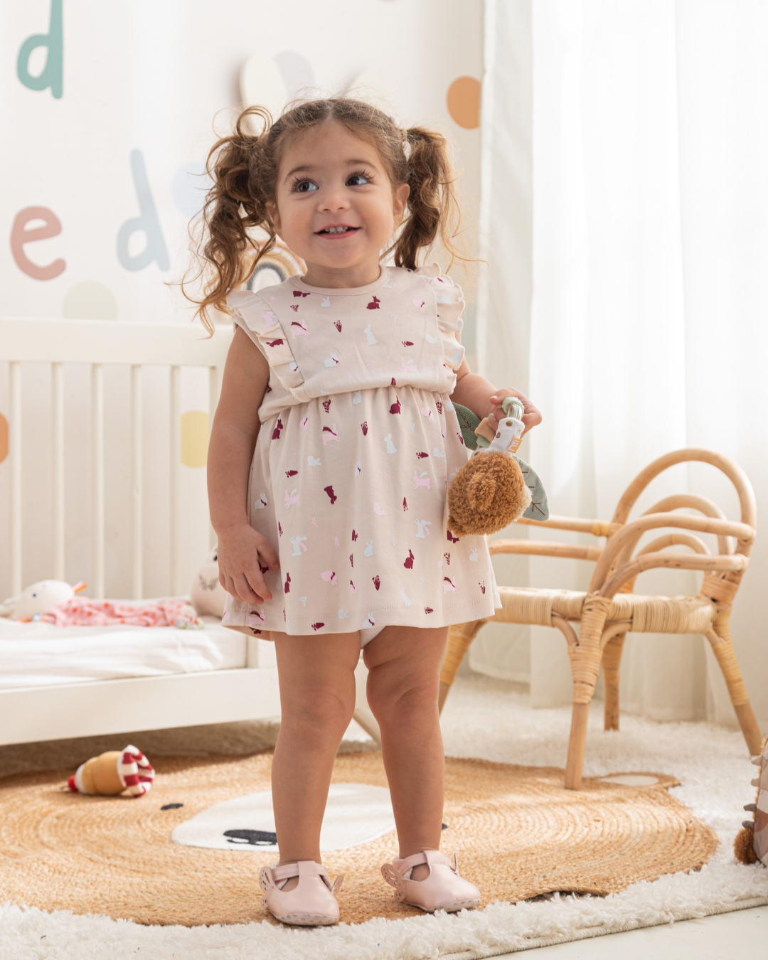 Bunnies فستان بيبي بناتي قطن